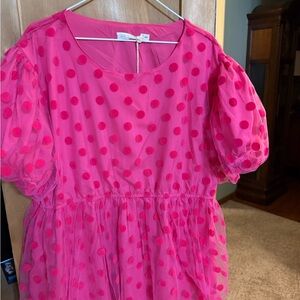 Grace & Olivia Pink Polka Dot Sheer Blouse